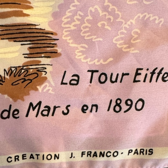 Vintage Cre’ation J. Franco Paris Scenic Souvenir Scarf Belle E’poque Print 31” - Picture 9 of 15